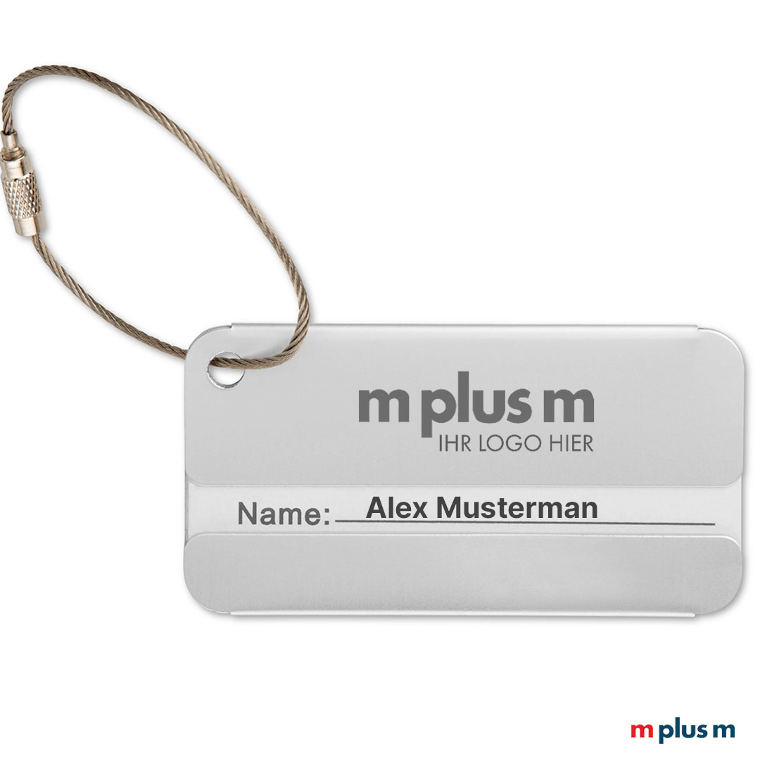 Günstiger Kofferanhänger aus Aluminium als Giveaway mit Logo bedrucken